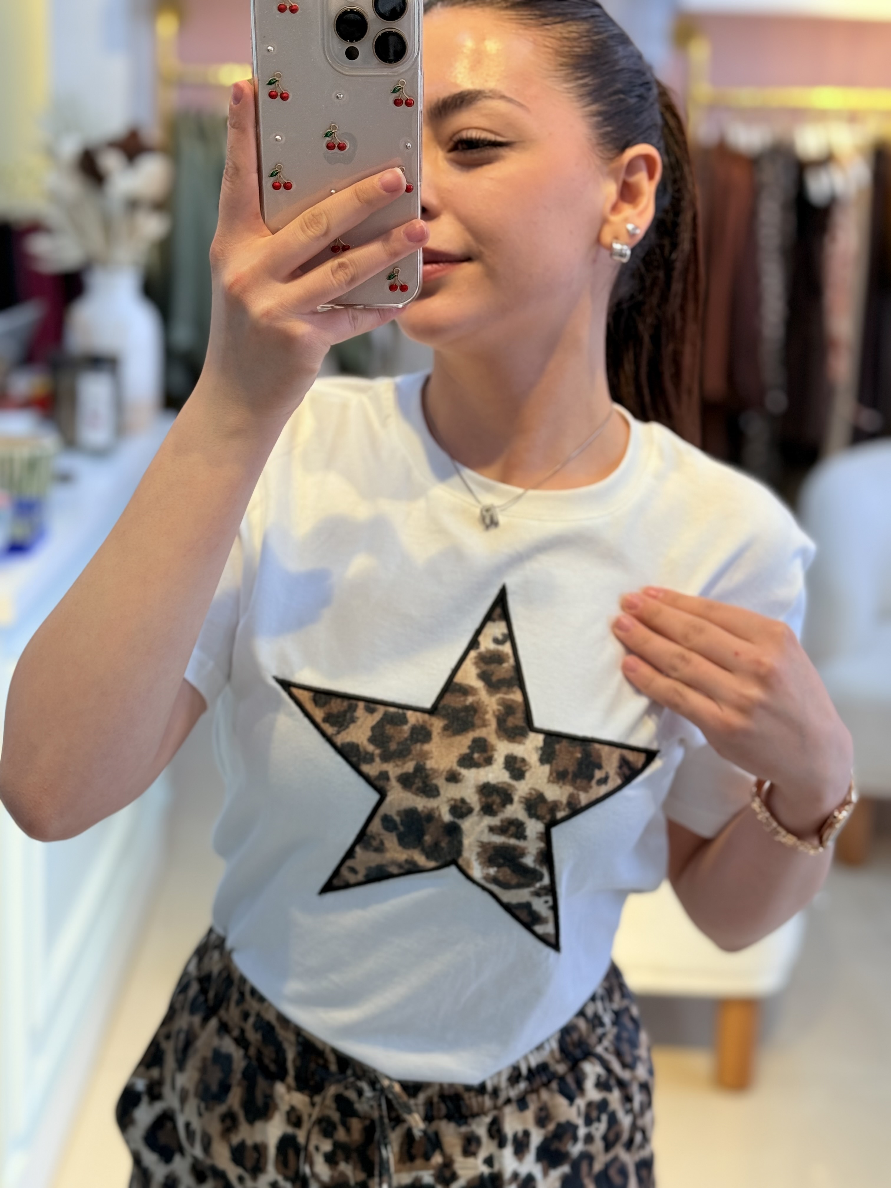 Leopar Yıldızlı Tşört
